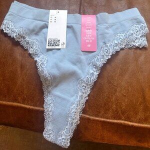 H&M 2-Pack Gray/Melange Seamless Lace-Trimmed Thongs - Medium